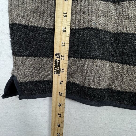 LAUNDROMAT Handcrafted Gray & Red Striped 100% Wool 1/4-Zip Pullover Sweater M - Picture 7 of 7